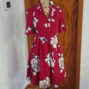 Anthro Maeve Dagmar Shirtdress 0 red floral